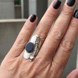 High-end artist signed Avi Soffer sterling silver ring size 7 modernist Jewelry